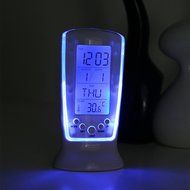 Polytree LED Digital Alarm Clock with Blue Backlight Electronic Calendar Thermometer Gift N4
