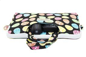 Canvaslove Black Easter Egg Patten Canvas Laptop Shoulder Bag 11 Inch 12 Inch 13 Inch Laptop Messenger Bag 13.3... N52