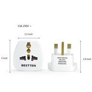 Bestten 3 Outlet Portable Travel Surge Protector with 2.4A Dual USB Charging Ports, 18in Cord, ETL Listed, White N54