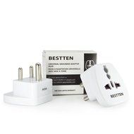 Bestten 3 Outlet Portable Travel Surge Protector with 2.4A Dual USB Charging Ports, 18in Cord, ETL Listed, White N58
