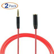 Conwork 2-Pack 3.5mm Audio Extension Cable Male to Female Auxiliary 4-Conductor TRRS Stereo [Gold Plated Connectors...
