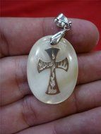 Beautiful Pure Pearl Pendant with Crucifix Cross Hand Made From Jerusalem N2