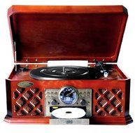 Bluetooth Wireless Streaming Classic Retro Style Record Player Turntable with CD Player, Cassette Deck, USB Reader...