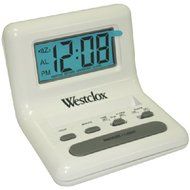 WESTCLOX 47539 .8&#039;&#039; White LCD Alarm Clock with Light on Demand
