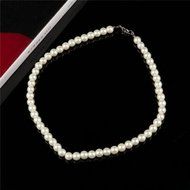 Fashion Women White Chunky Pearl Chain Choker Pendant Statement Necklace Jewelry N4