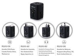 International Travel Adapter USB Charger,Hikeren Universal World Wide All-in-one Safety Travel Charger Wall Charger... N7