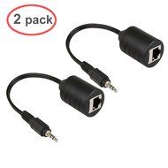 LINESO 2Pack 3.5mm Stereo To RJ45 Female Extender Over Cat5&amp;Cat6 Cable (2x 3.5mm to RJ45 Female) N4