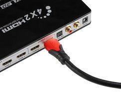 A-tech Series Blue&amp;black - High speed Hdmi Cable 100 Ft with Built-in Signal Booster Metal Black Case,Supports... N42