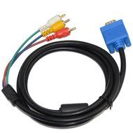 5ft 1.5M VGA Male Plug 15 pin to 3 RCA Audio AV Cable Adapter for HDTV PC DVD N3