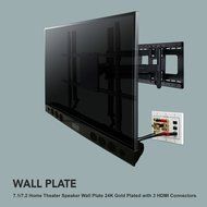 7.1/7.2 Home Theater Speaker Wall Plate 24K Gold Plated with 3 HDMI Connectors N6