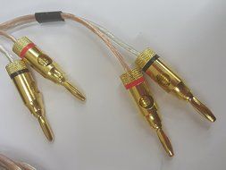 16 AWG Speaker wire pair with RCA Male (Black &amp; Red) to 2 pair Banana Plugs 6'