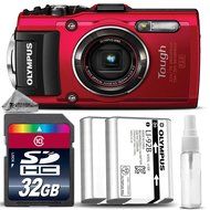 Olympus Stylus TOUGH TG-4 Digital Camera (Red) + 32GB CLASS 10 MEMORY CARD + Replacement Battery for Olympus LI...