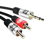 Gator Cable 10 feet red and silver auxiliary 3.5mm audio plug male to 2 RCA plug male stereo digital and analog...