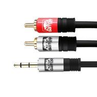 Gator Cable 10 feet red and silver auxiliary 3.5mm audio plug male to 2 RCA plug male stereo digital and analog... N2