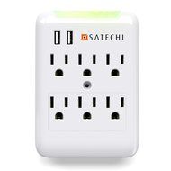 Satechi Slim Surge Protector White (6 AC &amp; 2 USB) 2.4 amp Output for Charging iPhone 6, 5S, 5C, 5, 4S, 4 iPad... N2