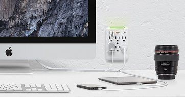 Satechi Slim Surge Protector White (6 AC &amp; 2 USB) 2.4 amp Output for Charging iPhone 6, 5S, 5C, 5, 4S, 4 iPad... N3