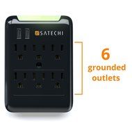 Satechi Slim Surge Protector White (6 AC &amp; 2 USB) 2.4 amp Output for Charging iPhone 6, 5S, 5C, 5, 4S, 4 iPad... N5
