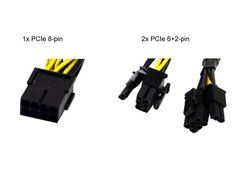 AYA 9" 18AWG PCI-Express (PCI-E) 8-Pin Male to 2x PCI-E 6+2 Female Splitter Cable w/Black Sleeves