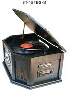 7-in-1 Boytone BT-15TBSB Classic Turntable Stereo System, Vinyl Record Player, AM/FM, CD, Cassette, USB, SD slot... N4