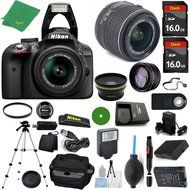 Nikon D3300 DSLR - International Version (No Warranty), 18-55mm f/3.5-5.6 DX VR, 2pcs 16GB Memory, Camera Case...