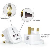 Bestten 3 Outlet Portable Travel Surge Protector with 2.4A Dual USB Charging Ports, 18in Cord, ETL Listed, White N66