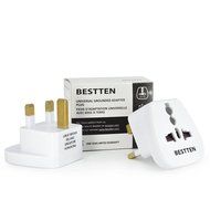 Bestten 3 Outlet Portable Travel Surge Protector with 2.4A Dual USB Charging Ports, 18in Cord, ETL Listed, White N67