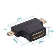 MILAPEAK (2 in 1) Mini-HDMI + Micro-HDMI Male to HDMI Female Adapter with Gold Plated, Black N11