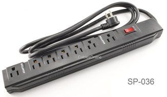 CablesOnline, Power Strip with 5 Horizontal + 2 Adapter Outlets w/6-foot Cable , SP-036 N4