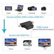 MILAPEAK (2 in 1) Mini-HDMI + Micro-HDMI Male to HDMI Female Adapter with Gold Plated, Black N12