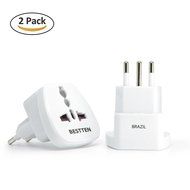Bestten 3 Outlet Portable Travel Surge Protector with 2.4A Dual USB Charging Ports, 18in Cord, ETL Listed, White N75