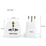 Bestten 3 Outlet Portable Travel Surge Protector with 2.4A Dual USB Charging Ports, 18in Cord, ETL Listed, White N76