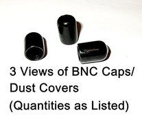 10 Pack - BNC/Coax Black Rubber Dust Covers/Caps. (.5" tall .5" ID)