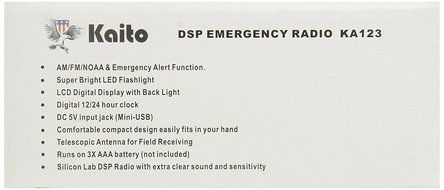 Kaito KA123 Digital AM/FM &amp; NOAA Weather Radio with Alert &amp; Flashlight N3