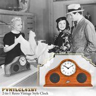 Pyle 2-in-1 Retro Vintage Style Clock &amp; Bluetooth Stereo Speaker System, Brown (PVNTLCL41BT) N3