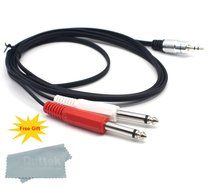 10Feet/3M Y Splitter cable, Duttek 3.5mm 1/8" TS Mono Male to dual 2*6.35mm 1/4" TRS Mono Male Plug Extension...