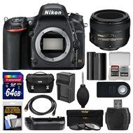 Nikon D750 Digital SLR Camera Body with 50mm f/1.4G AF-S Lens + 64GB Card + Case + Battery &amp; Charger + Grip +...