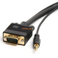 SVGA Super VGA HD15 M/M cable w/ 3.5mm Stereo Audio (Gold Plated) -50FT N5