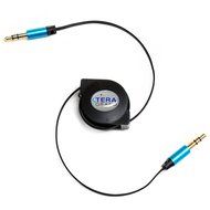 Tera Grand RETA-TE222-BL 3.5 mm Male to Male Stereo Retractable Cable with Aluminum Housing, Blue, 2.9' N5