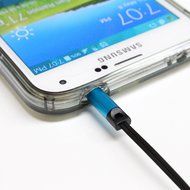Tera Grand RETA-TE222-BL 3.5 mm Male to Male Stereo Retractable Cable with Aluminum Housing, Blue, 2.9' N7