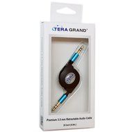 Tera Grand RETA-TE222-BL 3.5 mm Male to Male Stereo Retractable Cable with Aluminum Housing, Blue, 2.9' N8