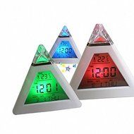 DZT1968&reg; 7 LED Color Temperature Change Pyramid Digital Alarm Clock N3