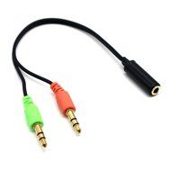 MOTONG 20CM Length 3.5mm Female to Dual 3.5 Male Mic &amp; Stereo Audio Splitter Cable for Smartphone Headset and... N5