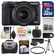 Canon EOS M3 Wi-Fi Digital ILC Camera &amp; EF-M 18-55mm IS STM Lens (White) with 32GB Card + Case + Tripod + Filter... N2