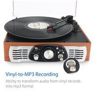 1byone Belt-Drive 3-Speed Stereo Turntable with Built in Speakers, Supports Vinyl to MP3 Recording, USB MP3 Playback... N6