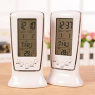 Digital Desktop Clock with LED,Day,Date,Temperature,Alarm,Blue Backlight,timekeeper-white - Batteries no Included N4