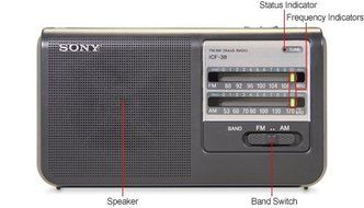 Sony Portable Handy AM/FM Radio with Built-in 3 5/8" Clear Sound Speaker, Earphone Jack, LED Tuning Indicator,... N12