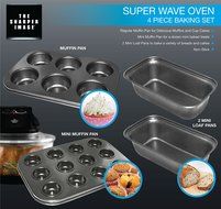 The sharper Image Super wave oven 4-piece baking set Accessory: Muffin Pan, Mini Muffin Pan, 2 Mini Loaf Pan N3