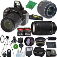 Nikon D5300 - International Version (No Warranty), 18-55mm f/3.5-5.6 DX VR, Nikon 70-300mm f/4-5.6G, 2pcs 16GB... N2