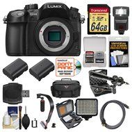 Panasonic Lumix DMC-GH4 4K Micro Four Thirds Digital Camera Body with 64GB Card + Case + Flash + 2 Batteries +...