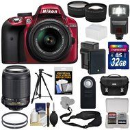 Nikon D3300 Digital SLR Camera &amp; 18-55mm G VR DX II (Black) + 55-200mm VRII Lens + 32GB + Case + Battery/Charger... N7